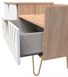 Jigsaw White and Oak Effect 130cm TV Unit with Gold Hairpin Legs - thumbnail 3