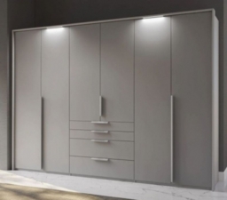 Rauch Purisma 301cm Silk Grey 6 Door Wardrobe with Drawers