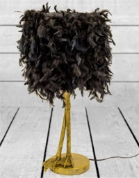 Antique Gold Large Bird Leg Table Lamp with Black Feather Shade - thumbnail 2