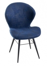 Clearance - Arctic Blue Dining Chair, Velvet Fabric Upholstered with Round Black Metal Legs - Brand New Item