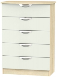 Camden Kaschmir Gloss and Oak Effect 5 Drawer Chest