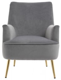 Jetson Athena Grey Velvet Fabric Accent Chair