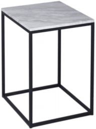 Gillmore Space Kensal White Marble and Black Square Side Table