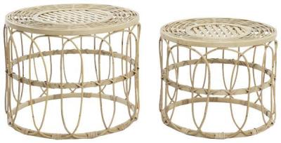 Urban Natural Rattan Set of 2 Round Side Tables