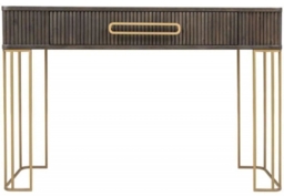 Hawarden Brown Fluted Ribbed 1 Drawer Console Table