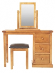 Churchill Waxed Pine Dressing Table Set with Stool and Mirror - thumbnail 1