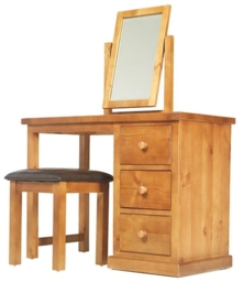 Churchill Waxed Pine Dressing Table Set with Stool and Mirror - thumbnail 2