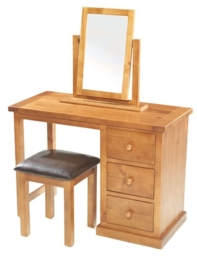 Churchill Waxed Pine Dressing Table Set with Stool and Mirror - thumbnail 3