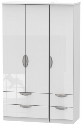 Camden 3 Door 4 Drawer Wardrobe - High Gloss White