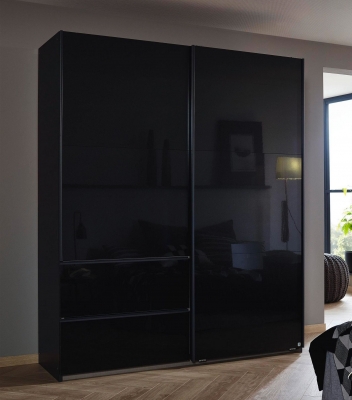 Rauch Sevilla High Gloss Metallic Grey 2 Door 2 Drawer Combi Sliding Wardrobe - 175cm - image 1