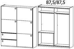 Rauch Sevilla High Gloss Metallic Grey 2 Door 2 Drawer Combi Sliding Wardrobe - 175cm - thumbnail 2
