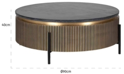 Ironville Gold Drum Round Coffee Table - thumbnail 3