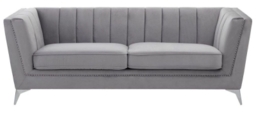 Hansa Grey Velvet Fabric 3 Seater Sofa