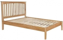 Lowell Natural Oak Bed Frame, Low Foot End with Slatted Headboard - thumbnail 1