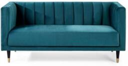 Salma Teal Fabric Scalloped Back 2 Seater Sofa