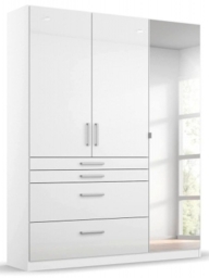 Rauch Homburg 136cm White 3 Door 1 Mirror Combi Wardrobe