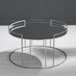 Clearance - Torrance Glass and Silver Round Coffee Table - thumbnail 2