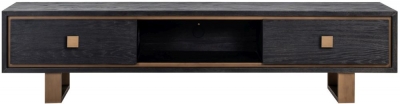 Hunter Black Oak and Gold 2 Drawer TV Unit - image 1