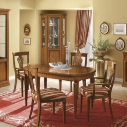 Camel Nostalgia Walnut Italian Oval Extending Dining Set with 2 Chairs and 2 Armchair - thumbnail 1