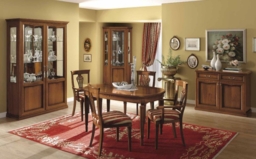 Camel Nostalgia Walnut Italian Oval Extending Dining Set with 2 Chairs and 2 Armchair - thumbnail 3