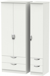 Camden Grey 3 Door Tall Triple Wardrobe - 4 Drawers