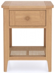 Henley Oak and Rattan 1 Drawer Side Table