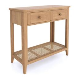 Henley Oak and Rattan 2 Drawer Console Table - thumbnail 4