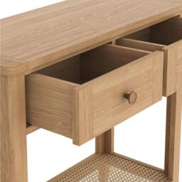 Henley Oak and Rattan 2 Drawer Console Table - thumbnail 5