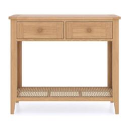 Henley Oak and Rattan 2 Drawer Console Table - thumbnail 3