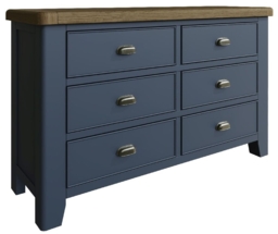Ringwood Blue Painted 6 Drawer Chest - Oak Top - thumbnail 5