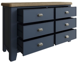 Ringwood Blue Painted 6 Drawer Chest - Oak Top - thumbnail 2