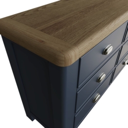 Ringwood Blue Painted 6 Drawer Chest - Oak Top - thumbnail 4