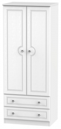 Crystal White Ash 2 Door 2 Drawer Wardrobe - thumbnail 1