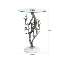 Side Table - Round - Antique Silver Twig Metal and Glass - thumbnail 5