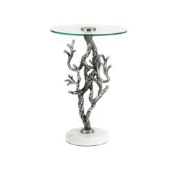Side Table - Round - Antique Silver Twig Metal and Glass - thumbnail 2