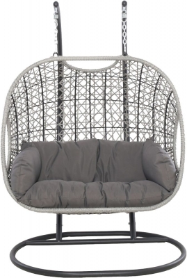Maze Ascot Rattan Swing Hanging Double Chair with Weatherproof Cushions - image 1