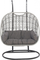 Maze Ascot Rattan Swing Hanging Double Chair with Weatherproof Cushions - thumbnail 1