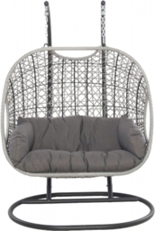 Maze Ascot Rattan Swing Hanging Double Chair with Weatherproof Cushions