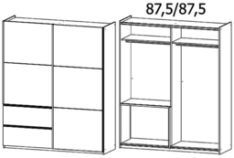 Rauch Sevilla 175cm Metallic Grey 2 Door Sliding Wardrobe with Drawers - Aluminium Handle Strips - thumbnail 2
