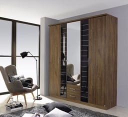 Terano 3 Door Combi Wardrobe in Oak and Basalt - W 181cm