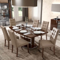 Camel Roma Day Walnut Italian Butterfly Extending Dining Table and 6 Dama Eco Leather Chairs - thumbnail 1
