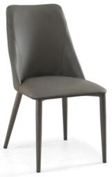 Rosie Dark Grey Dining Chair- Faux Leather with Black Legs
