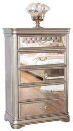 Vida Living Jessica Champagne Mirrored 5 Drawer Tall Chest - thumbnail 1