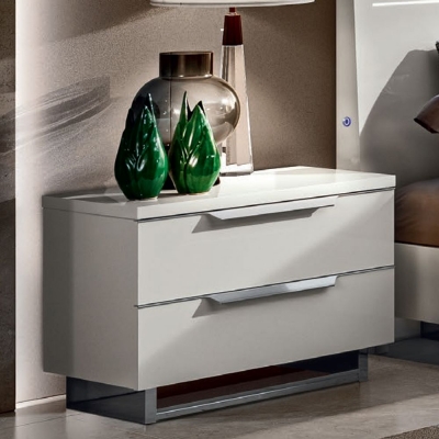 Modum Kimera White Italian 2 Drawer Mini Bedside Cabinet - image 1