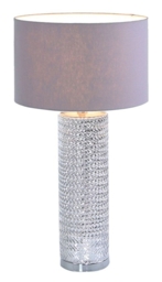 Value Silver Glass Table Lamp with Grey Linen Shade (Set of 2) - thumbnail 3