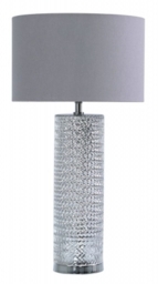 Value Silver Glass Table Lamp with Grey Linen Shade (Set of 2) - thumbnail 1