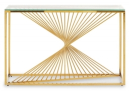 Amella Glass Console Table with Gold Base