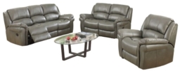 Farnham Grey Leather 3+1+1 Recliner Sofa Suite