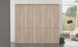 Dakar2 5 Door Wardrobe in Rustic Oak with Silver Handles - W 250cm