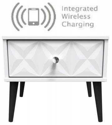Pixel Matt White 1 Drawer Bedside Cabinet with Integrated Wireless Charging - image 1